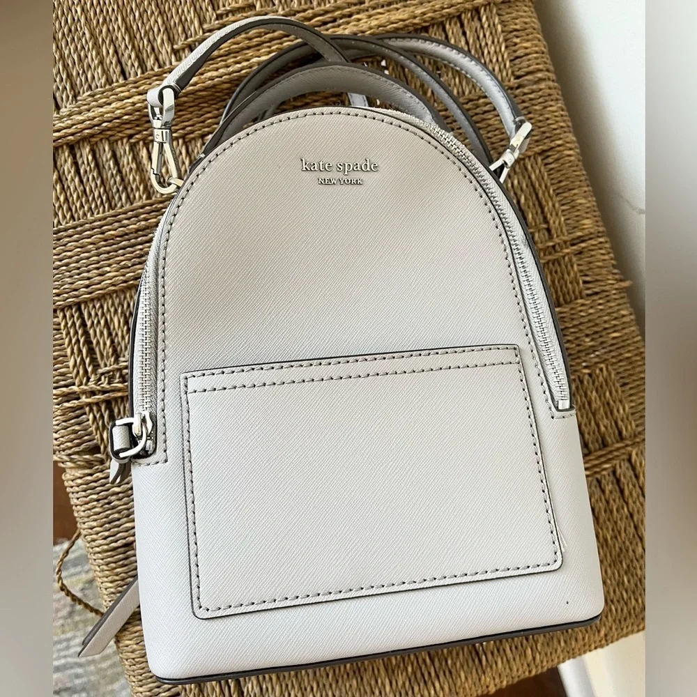 Kate Spade Bag Women’s Gray Leather Mini Cameron Backpack Convertible Straps